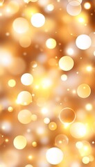 Obraz premium Golden bokeh lights, shimmering, blurred circles on amber background, festive, celebratory