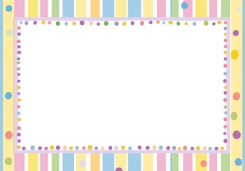 Colorful frame with dots and stripes