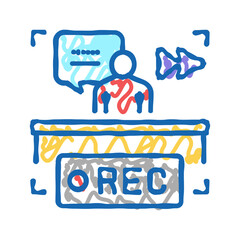 rewind recording news icon doodle illustration