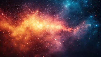 Fototapeta premium Cosmic nebula with vibrant hues of red, orange, and blue, interspersed with sparkling stars