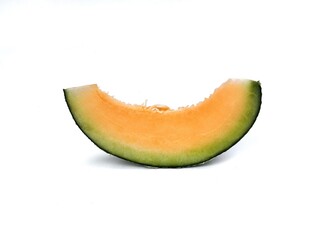 One slice of fresh melon isolated on white background 