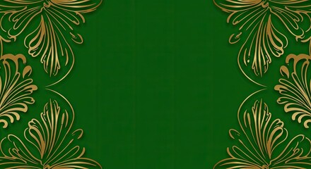 Luxury Green Summer Background Vector Wallpaper Golden Metallic Lines Abstract Modern Wall Art Decor