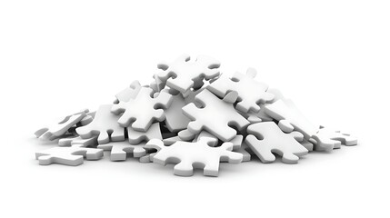 White puzzle pieces pile