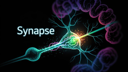Obraz premium Agentic ai concept with glowing neuron synapse transmitting signals in dark background creating futuristic and intelligent atmosphere