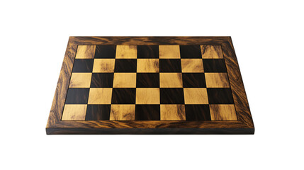 High-resolution image of a single chess board, centered on white background with no other objects --ar 16:9