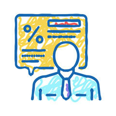 manager explaining loan icon doodle illustration