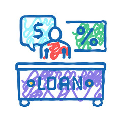 bank consultant loan icon doodle illustration