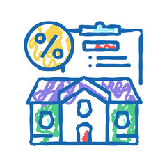 mortgage for buy house icon doodle illustration