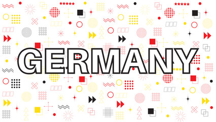 Abstract background with geometric shapes and Germany country in Memphis style.
