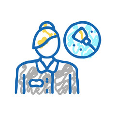 maid cleaning service employee icon doodle illustration