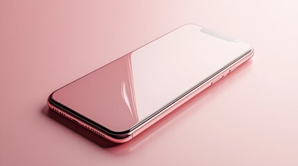 Rose Gold Smartphone on Pink Background