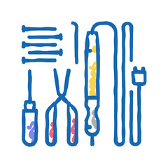 tools for repair electronics icon doodle illustration