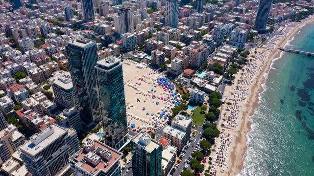 Tel Aviv city aerial view from a drone, HD footage