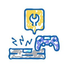 game console repair icon doodle illustration