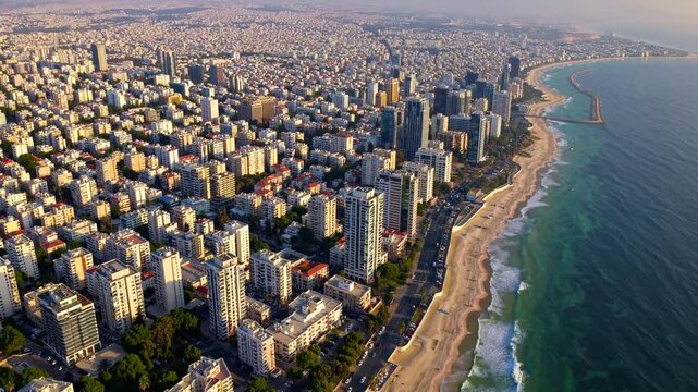 Tel Aviv city aerial view from a drone, HD footage