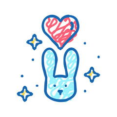 love rabbit icon doodle illustration
