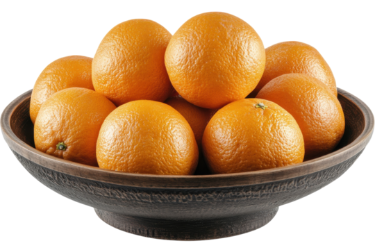 Juicy oranges in a rustic bowl a vibrant still life dark wood texture bright citrus colors