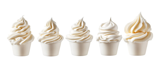 Pack of Mousse in Five Different Poses Against Transparent Background for Dessert Branding, Gourmet Promotion, or Culinary Design Projects