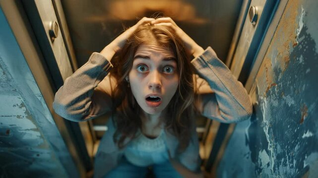 Emotional moment: mental struggle, internal fear, anxious reaction, stressful mind, panic trigger, silent breakdown, sudden overwhelm, nervous episode, psychological signal, solitary burden