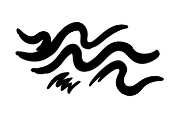 Vector set of abstract ink brush strokes and wavy lines. Bold hand-drawn elements perfect for modern design, digital art, social media highlights, or textured backgrounds. Ideal for creative projects 