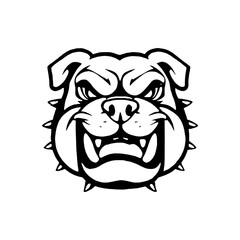Illustration of bulldog head. Design element for logo, label, sign. Vector illustration