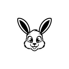 Illustration of rabbit head. Design element for logo, label, sign. Vector illustration