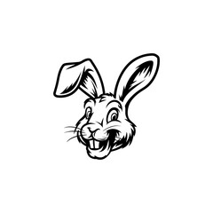 Illustration of rabbit head. Design element for logo, label, sign. Vector illustration