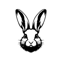 Illustration of rabbit head. Design element for logo, label, sign. Vector illustration