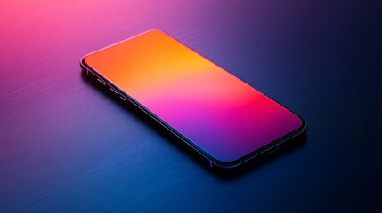 Smartphone with Colorful Gradient Display on Dark Background