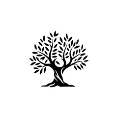 Olive tree silhouette icon. Design element for logo, label, sign. Vector illustration