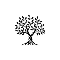 Olive tree silhouette icon. Design element for logo, label, sign. Vector illustration
