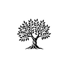 Fototapeta premium Olive tree silhouette icon. Design element for logo, label, sign. Vector illustration