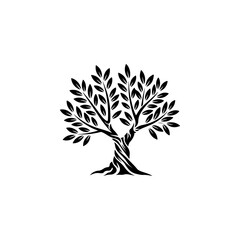 Olive tree silhouette icon. Design element for logo, label, sign. Vector illustration