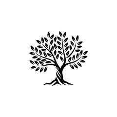 Olive tree silhouette icon. Design element for logo, label, sign. Vector illustration