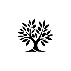 Olive tree silhouette icon. Design element for logo, label, sign. Vector illustration