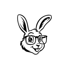 Illustration of rabbit head. Design element for logo, label, sign. Vector illustration