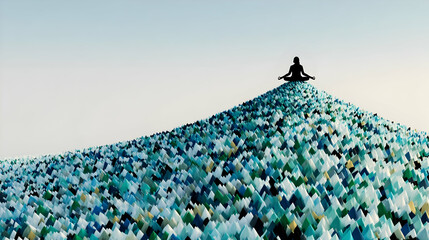 meditating at the peak of a data-mountain temple