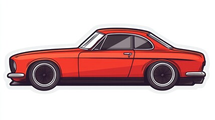 Classic Red Car Side View Illustration