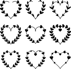 Set of floral wreath in vintage style. Design element for decorations. Vector illustration