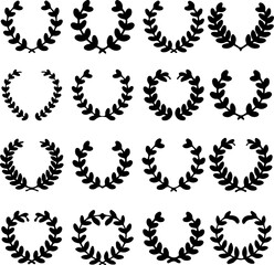 Set of floral wreath in vintage style. Design element for decorations. Vector illustration