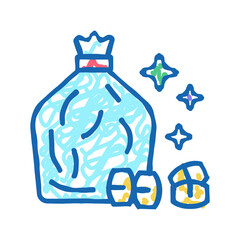 bag with lotto barrels icon doodle illustration