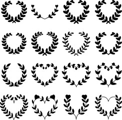 Set of floral wreath in vintage style. Design element for decorations. Vector illustration
