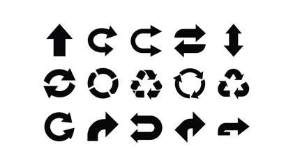 Set of Bold Curved and Straight Arrow Icons &ndash; Vector Direction Symbols Collection illustration isolated on white background