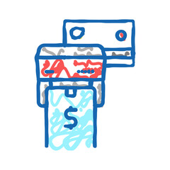 phone and card contactless pay pos terminal icon doodle illustration