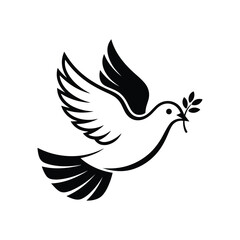 dove flying  silhouette vector illustration isolated on white background
