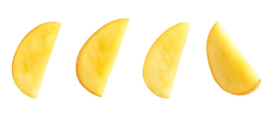 Set of Potato Wedges in Five Different Poses Against Transparent Background for Snack Branding, Fast Food Menus, or Culinary Art