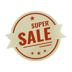 Super Sale – beige and red vintage sticker, retro badge – vector illustration