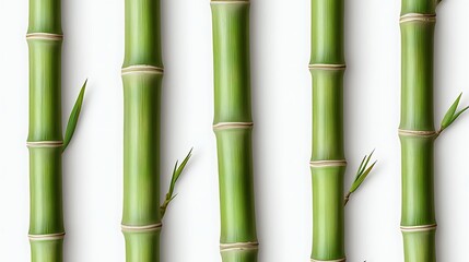 Fototapeta premium Bamboo stalks against white natural green plant arrangement