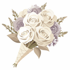 A bouquet featuring white and lavender roses arranged elegantly.