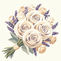 A bouquet featuring white and lavender roses arranged elegantly.